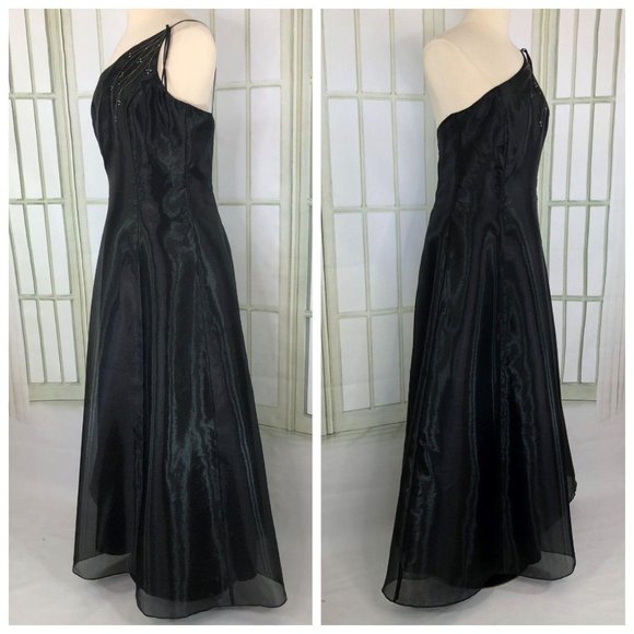 Night Scene One Shoulder Evening Dress Sz15 16 Fit - Picture 3 of 7
